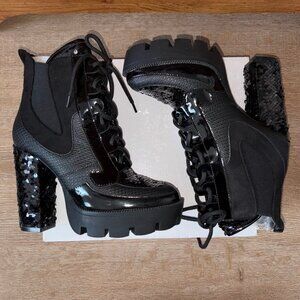 NEW Cape Robbin NELL Platform Sequin Ankle Booties Boots